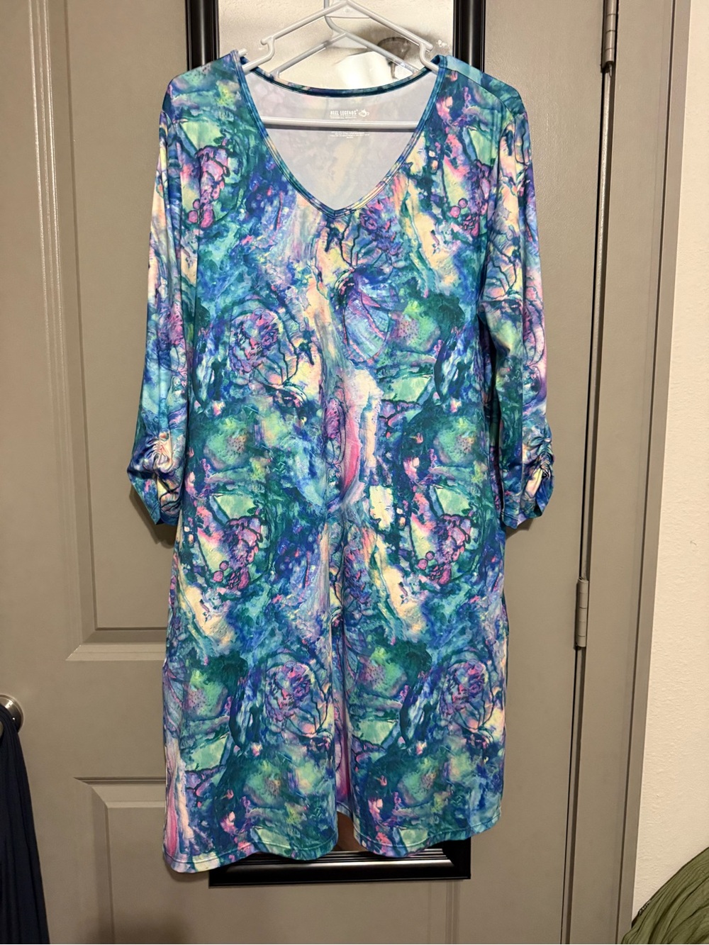 Reel Legends Blue Multicolor V-Neck Midi Dress